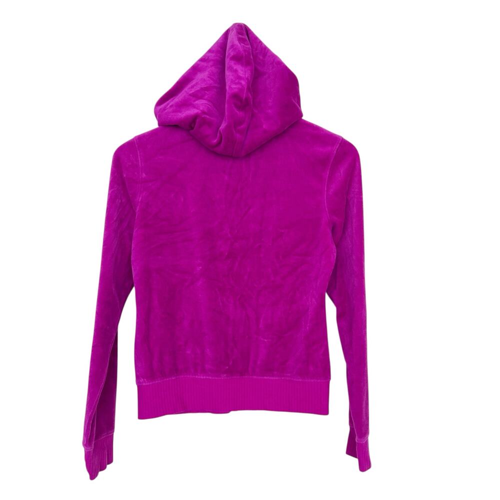 Plush & Lush Magenta Velour Full Zip Hoodie Sz S - Picture 5 of 5
